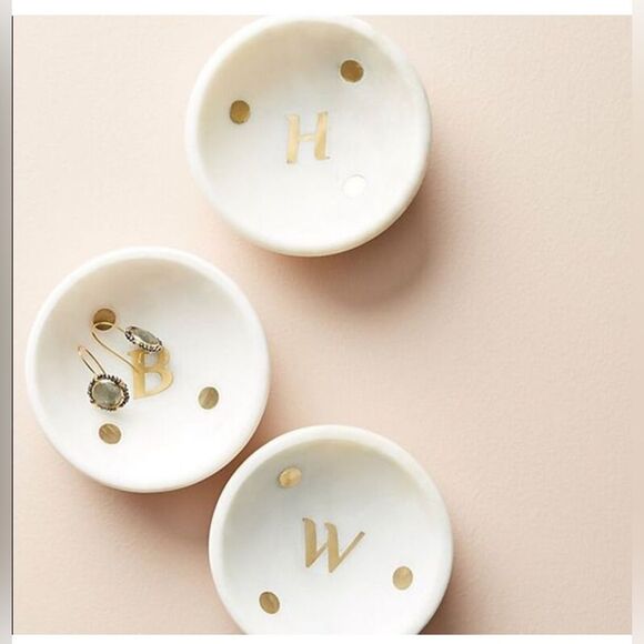 Anthropologie “D” Marble Mono Trinket Dish - Picture 2 of 7
